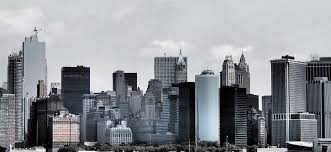 City skyline black and white cityscape